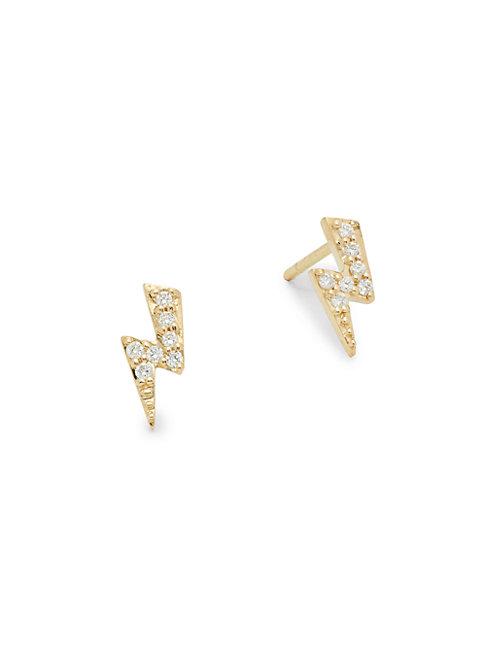Nephora 14k Yellow Gold & Diamond Lightning Bolt Stud Earrings
