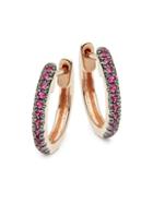 Saks Fifth Avenue 14k Rose Gold & Pink Sapphire Hoop Earrings