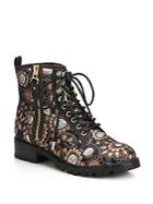 Alice + Olivia Tyrese Jacquard & Snake-embossed Leather Ankle Boots