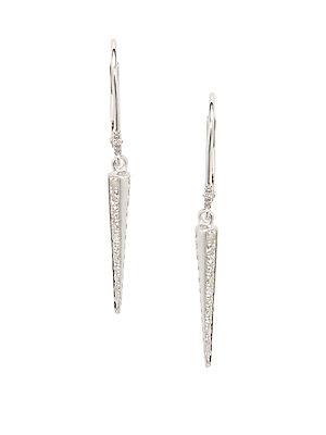 Meira T Diamond And 14k White Gold Dangle Spike Earrings
