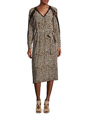 The Kooples Leopard Print Silk Midi Dress
