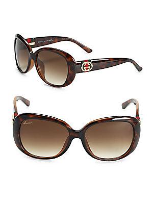 Gucci Havana 57mm Tortoiseshell Sunglasses