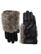 La Fiorentina Faux Fur-trim Leather Gloves