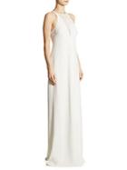 Halston Heritage Lace-inset Crepe Gown