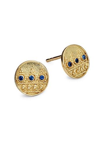 Legend Amrapali Heritage Moon 18k Gold & Sapphire Stud Earrings