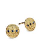 Legend Amrapali Heritage Moon 18k Gold & Sapphire Stud Earrings