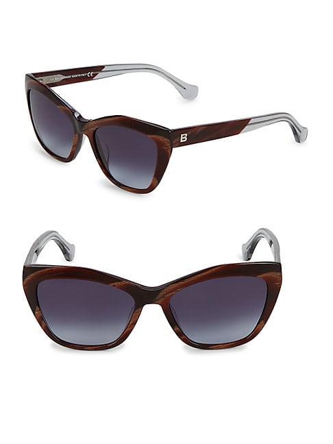 Balenciaga Wood Grain 56mm Square Sunglasses