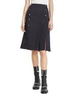 Chlo Pleated Pintuck A-line Button-front Skirt