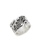 Lois Hill Sterling Silver Embossed Floral Ring