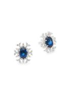 Hueb 18k White Gold Sapphire & Diamond Starburst Earrings