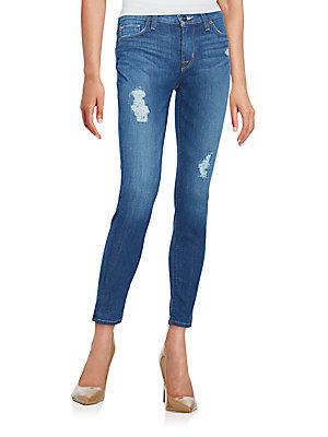 Hudson Mid-rise Distressed Skinny Ankle Jeans