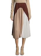 Agnona Silk Colorblock Skirt