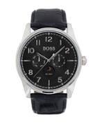 Hugo Boss Heritage Stainless Steel And Leather Strap Watch