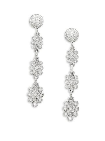 Estate Fine Jewelry Adria De Haume Vintage Diamond And 18k White Gold Triple Drop Earrings