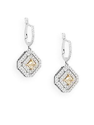 Saks Fifth Avenue Diamond & 18k White Gold Drop Earrings