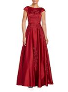 Teri Jon Embroidered A-line Gown
