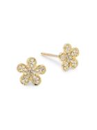 Saks Fifth Avenue 14k Yellow Gold Diamond Floral Earrings