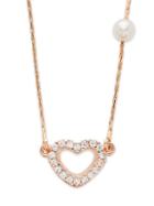 Majorica Round Organic Faux Pearl & Crystal Heart Pendant Necklace