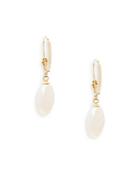 Belpearl Biwa 13mm White Coin Cultured Freshwater Pearl And 14k Yellow Gold Drop Earrings