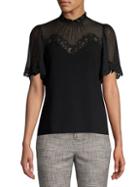 Rebecca Taylor Lace-accented Crepe Top