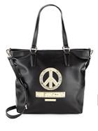 Love Moschino Peace Sign Faux Leather Tote