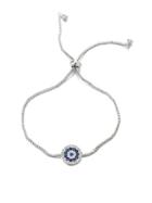 Eye Candy La Luxe White & Blue Crystal Evil Eye Adjustable Bracelet