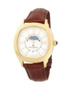 Bruno Magli Goldplated Stainless Steel Moon Phase Leather-strap Watch
