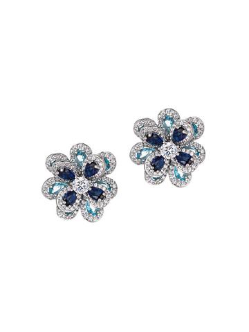Eye Candy La Luxe Silvertone & Crystal Flower Stud Earrings
