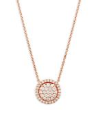 Diana M Jewels Pav&eacute; Diamond And 14k Rose Gold Circle Pendant Necklace