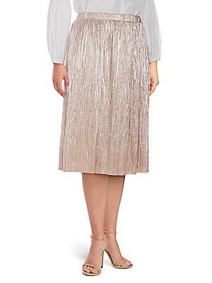 Vince Camuto Plus Crushed Foiled Pleated Skirt
