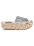 Miu Miu Glitter Espadrille Slides