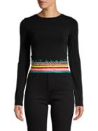 Alice + Olivia Long-sleeve Cropped Top