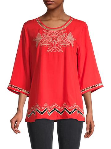 Solitaire Embroidered & Cutout Top