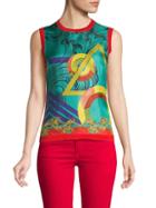 Versace Collection Graphic Wool & Silk-blend Top