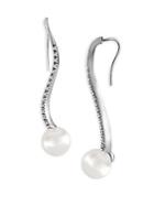 Majorica 10mm White Organic Pearl & Crystal Wire Earrings