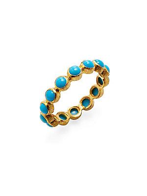 Adornia Turquoise And 18k Yellow Gold Sleeping Beauty Eternity Band Ring