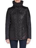 Bcbgeneration Coated Leather & Knit Paneled Quilted Jacket