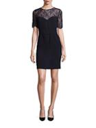 The Kooples Relief Embossed Crepe & Lace Sheath Dress