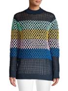 Tibi Multicolored Stripe Crochet Sweater