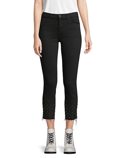 L'agence Saturated Studded Hem Ankle Jeans