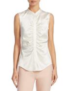 Theory Ruched Silk Top