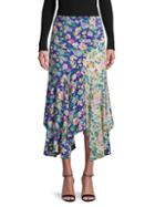 Amur Floral-print Faux Wrap Silk Skirt