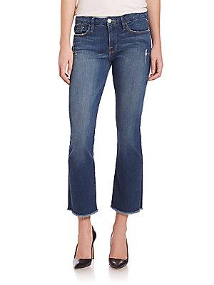 Peserico Le Cropped Frayed Hem Bootcut Jeans