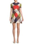 Valentino Geometric-print Short-sleeve Mini Dress