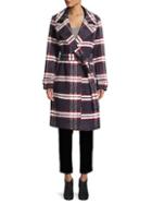 Saks Fifth Avenue Plaid Belted Trench Coat