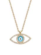 Effy 14k Gold & Diamond Cutout Evil-eye Pendant Necklace
