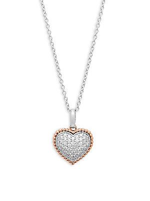 Effy 14k White Gold Diamonds Heart Necklace