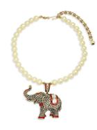 Heidi Daus Faux Pearl Elephant Pendant Necklace