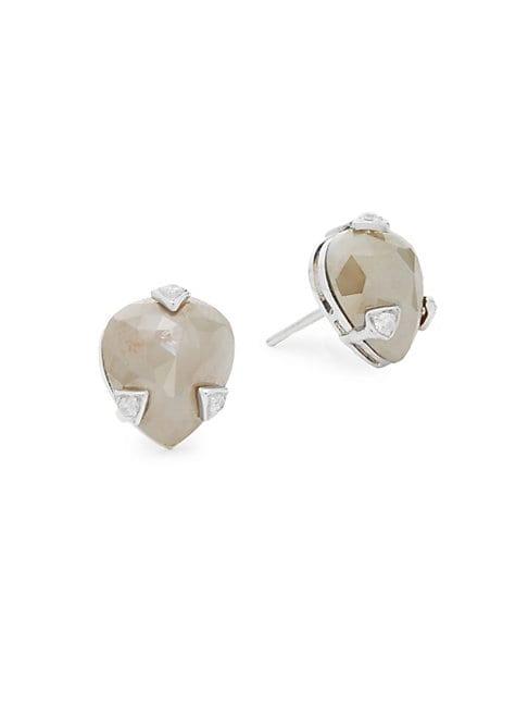 Artisan 18k White Gold & Brown Ice Diamond Stud Earrings