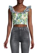All Things Mochi Leaf-print Cropped Top